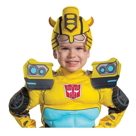 Disguise Hasbro Transformers Bumblebee Toddler Muscle Halloween Costume Sz 3T/4T - Picture 2 of 4